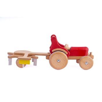 Tracteur en bois - Ferdinand (rouge) 4