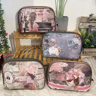 Pack 3 Sweet Candy Women's Synthetic Doll Toiletry Bags. Promo