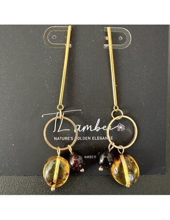 Boucles d'oreilles Design Amber avec clous en acier inoxydable doré - faites à la main (006) 1