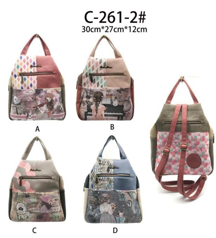 Zaino sintetico Sweet Candy con tasche esterne da donna