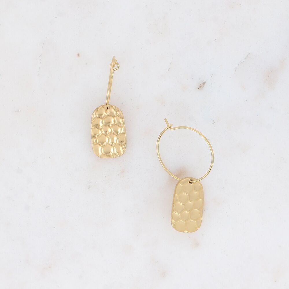 Alize-Creolen – aus Edelstahl mit Wabenmuster-Patch