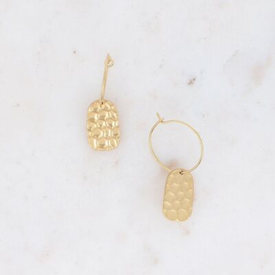 Alize hoop earrings - in stainless steel with honeycomb pattern patch