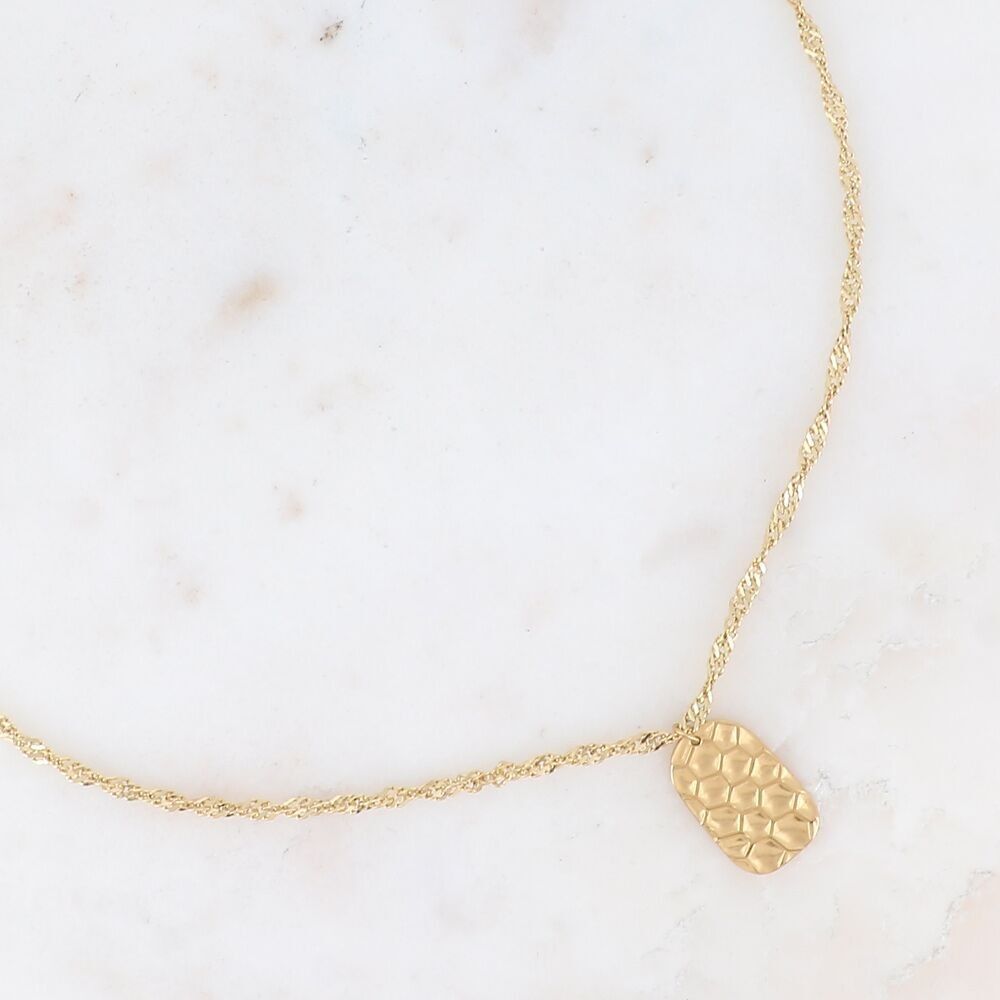 Alize-Halskette – Edelstahl mit Wabenmuster-Patch