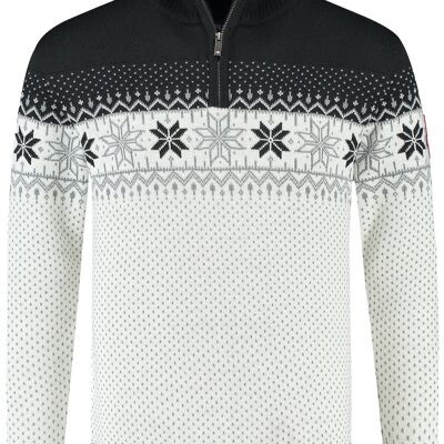 Jersey noruego para hombre Merino, negro y blanco