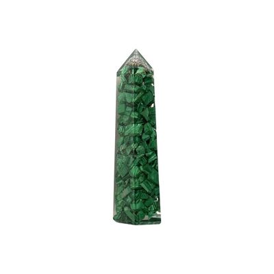 Torre dell'obelisco di orgonite - 8x2x2 cm - Malachite