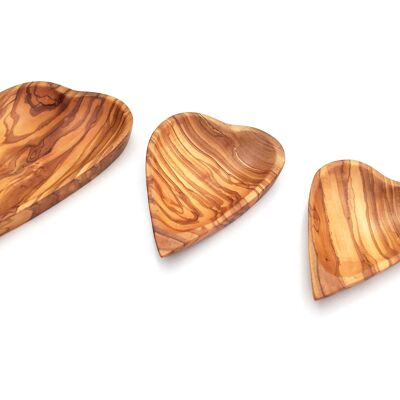 Heart-shaped bowl handmade from olive wood