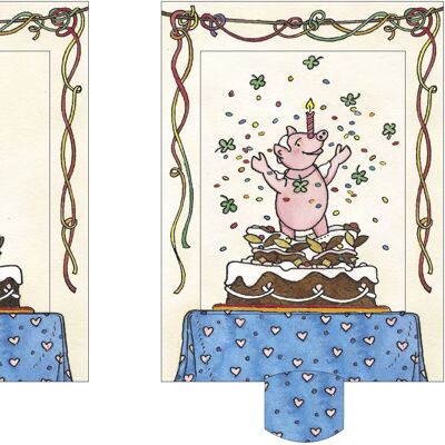 Pastel de cerdo con tarjeta viva