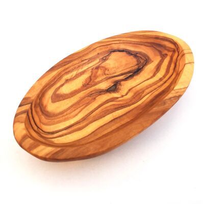 Cuenco ovalado hecho a mano con madera de olivo.