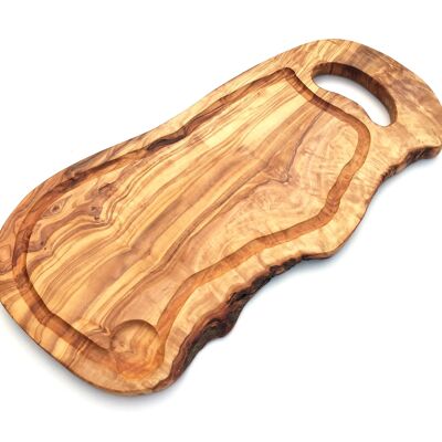 Cutting board with handle & groove Steak board made of olive wood