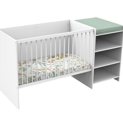 Kombiniertes Babybett 120x60 erweiterbar auf 90x190 in weißem Holz - FIRST