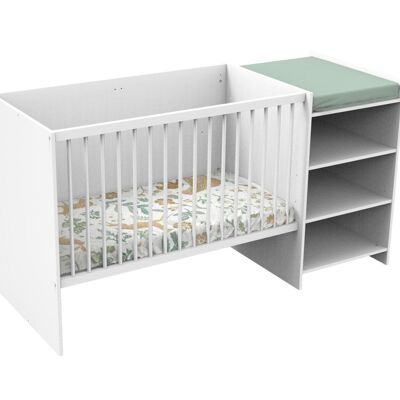 Lit bébé combiné 120x60 évolutif en 90x190 en bois blanc - FIRST