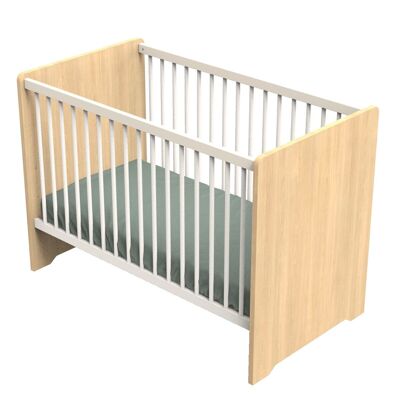 Lit bébé 120 x 60 avec têtes de lit arrondies en bois décor chêne miel - VANILLE