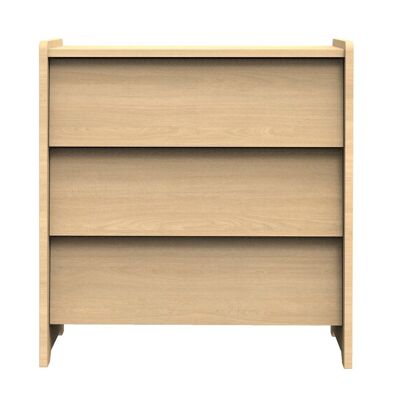 3-drawer chest of drawers with inclined fronts in honey oak decor wood - CANNELLE