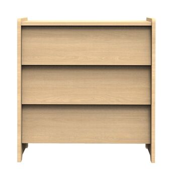 Commode 3 tiroirs façades inclinées en bois décor chêne miel - CANNELLE 1