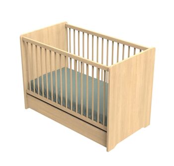 Tiroir de lit bébé 120x60 décor bois chêne miel - CANNELLE 2