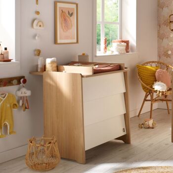 Commode 3 tiroirs façades inclinées en bois décor chêne miel - VANILLE 3