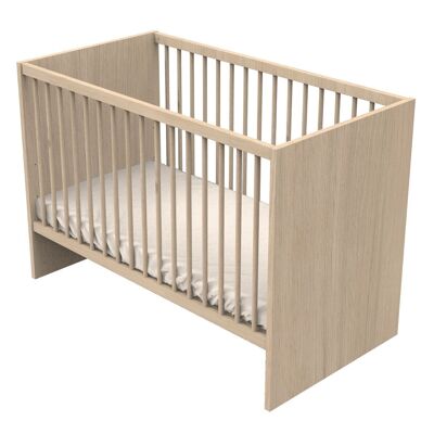 120x60 baby bed with wooden bars, suave oak decor - TOKYO