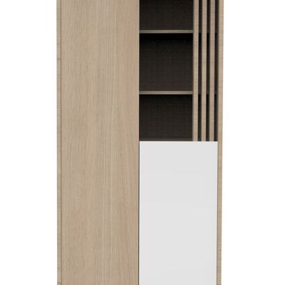 Wardrobe with 2 doors and 1 niche with wooden screen in Suave oak decor - TOKYO
