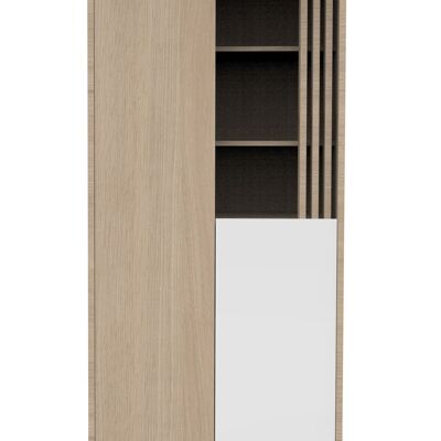 Armario con 2 puertas y 1 hornacina con mampara de madera decoración roble Suave - TOKIO