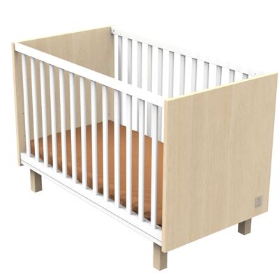120x60 baby bed with velvet oak decor legs and white balusters - NATURE
