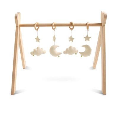 Wooden learning arch with 4 toys - UNI VANILLA