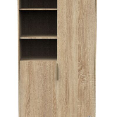 Wardrobe with 2 doors and 3 niches with golden handles, golden oak decor - AZUR