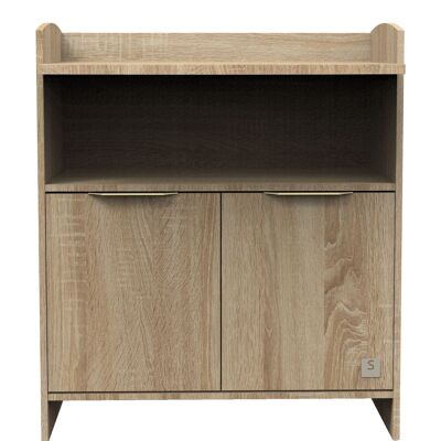 Changing chest of drawers with 2 doors and a niche with golden handles, golden oak decor - AZUR