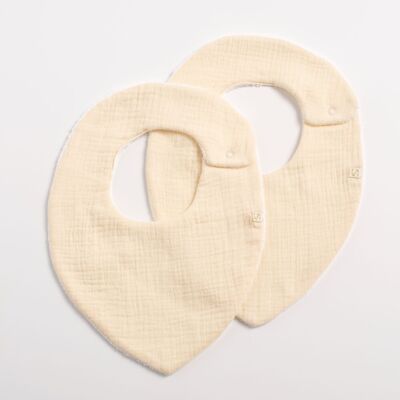 Set of 2 cotton gauze bibs - UNI VANILLA