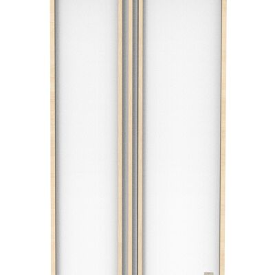 Armoire 2 portes en décor chêne velours et blanc avec appliques en bois - NATURE