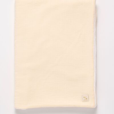 Baby blanket in cotton gauze and fleece - UNI VANILLA