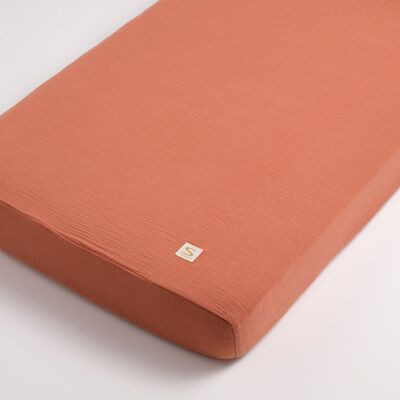 Draps housse bébé en coton bio - UNI TERRACOTTA