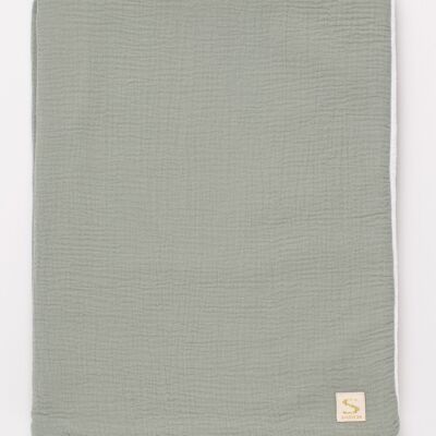 Baby blanket in cotton gauze and fleece - UNI SAUGE