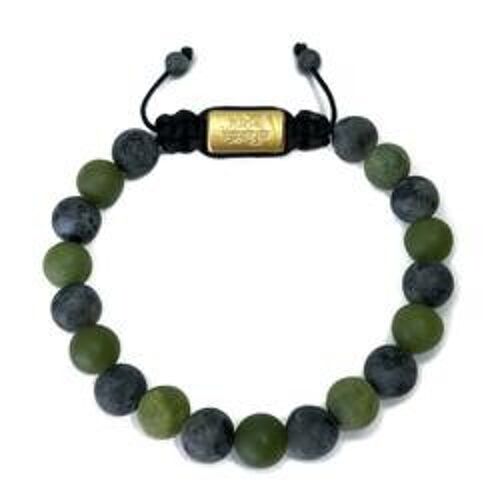 Jade and Black Labradorite 8 mm