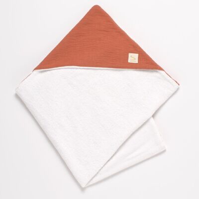 Bath towel in double cotton gauze and sponge - UNI TERRACOTTA