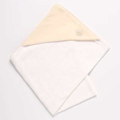 Bath towel in double cotton gauze and sponge - UNI VANILLA