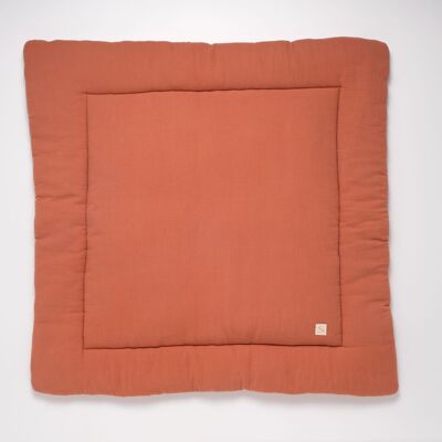 Grand tapis de jeu en double gaze de coton - UNI TERRACOTTA