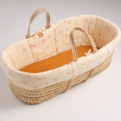 Baby bassinet in natural fibers with fabric covering - ORSINO