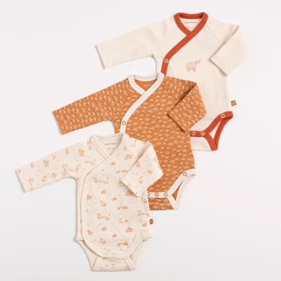 Baby crossover bodysuits with long sleeves Pack of 3 - ORSINO