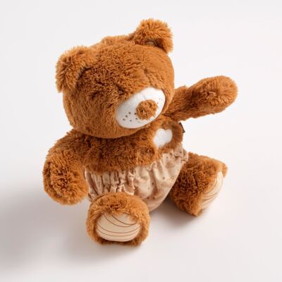 Brown bear plush toy with embroidered details - ORSINO