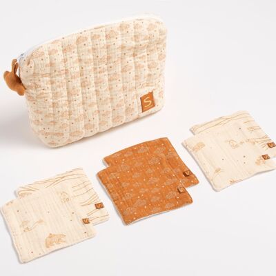 Toiletry bag in double cotton gauze and sponge squares - ORSINO