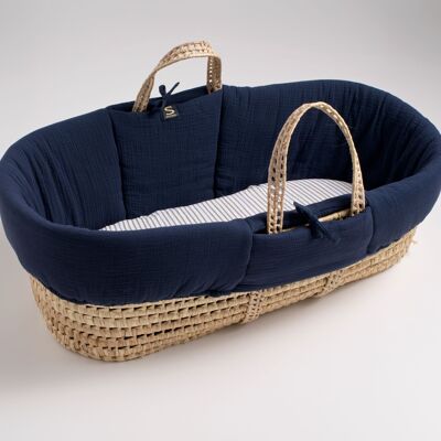 Couffin bébé en fibres naturelles avec habillage tissu - BABY SAILOR