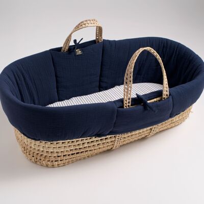 Baby bassinet in natural fibers with fabric covering - BABY SAILOR