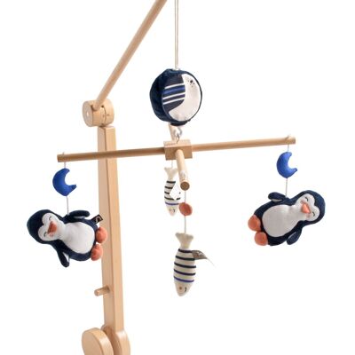 Mobile musical en bois avec jouets pingouin - BABY SAILOR