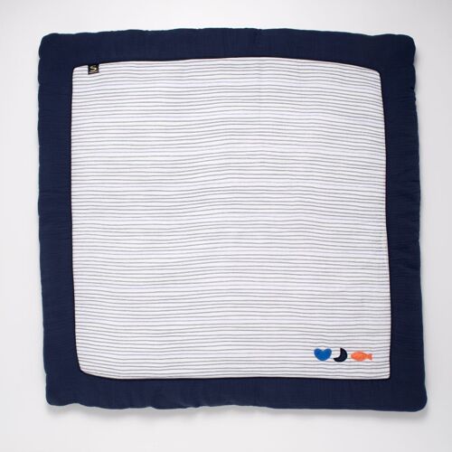 Grand tapis de jeu en double gaze de coton marinière - BABY SAILOR