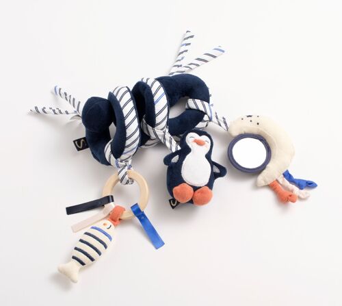 Spirale d'activités pingouin en velours bleu - BABY SAILOR