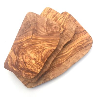 Serving board natural cut rounded handmade olive wood