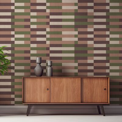Bauhaus wallpaper - terracotta and green
