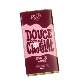 Tablette de chocolat  "Douce comme le Chocolat" - Chocolat noir 72% 1