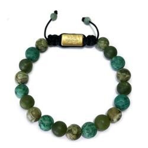 Green Rhyolite, Jade and Agate 8 mm