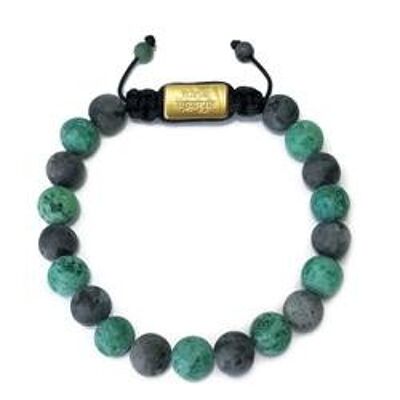 Sea Green Natural Crazy Agate and Black Labradorite 8 mm